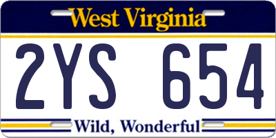 WV license plate 2YS654