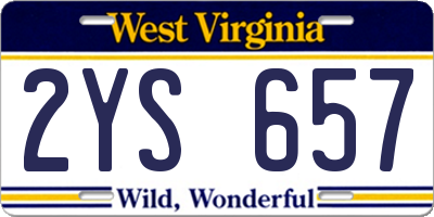 WV license plate 2YS657