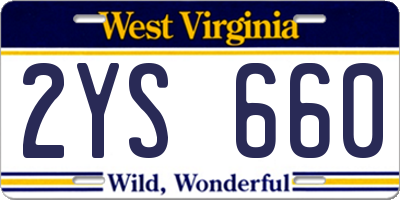 WV license plate 2YS660