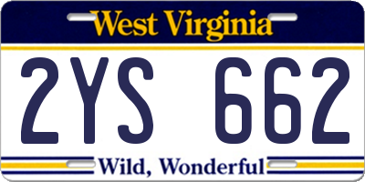 WV license plate 2YS662
