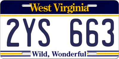 WV license plate 2YS663
