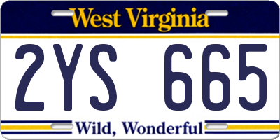 WV license plate 2YS665