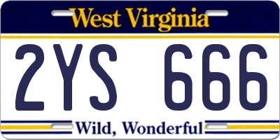 WV license plate 2YS666
