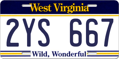 WV license plate 2YS667