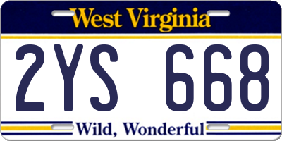 WV license plate 2YS668