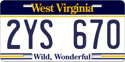 WV license plate 2YS670