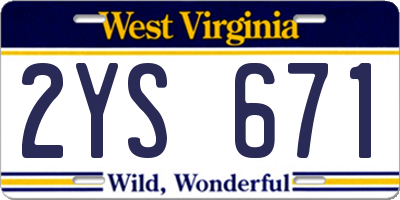 WV license plate 2YS671