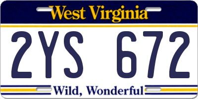 WV license plate 2YS672