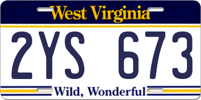 WV license plate 2YS673