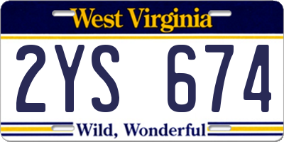 WV license plate 2YS674