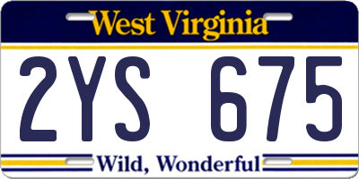 WV license plate 2YS675