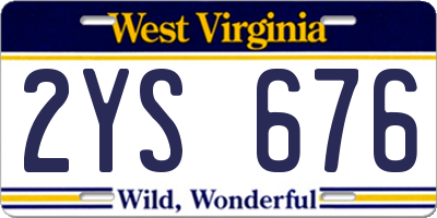 WV license plate 2YS676