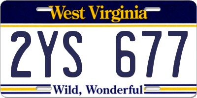 WV license plate 2YS677