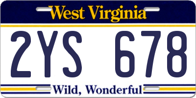WV license plate 2YS678