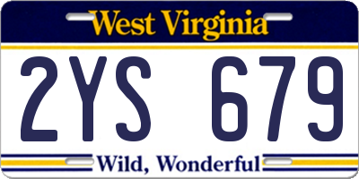 WV license plate 2YS679