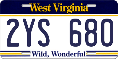 WV license plate 2YS680