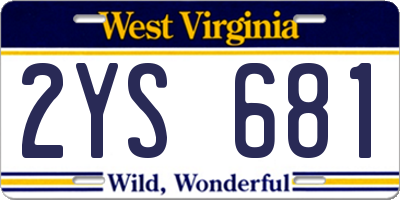 WV license plate 2YS681