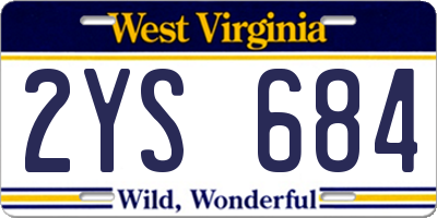 WV license plate 2YS684
