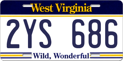 WV license plate 2YS686
