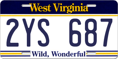 WV license plate 2YS687