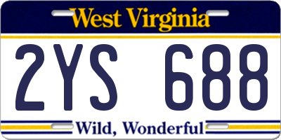 WV license plate 2YS688