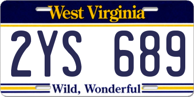 WV license plate 2YS689