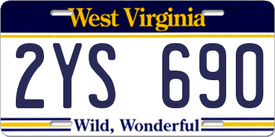 WV license plate 2YS690