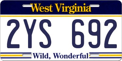 WV license plate 2YS692
