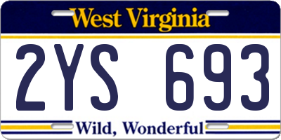 WV license plate 2YS693