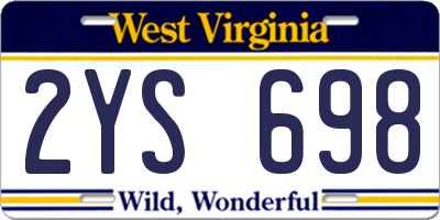 WV license plate 2YS698