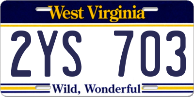 WV license plate 2YS703