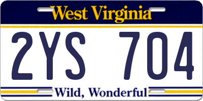 WV license plate 2YS704