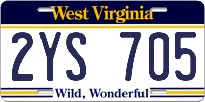 WV license plate 2YS705