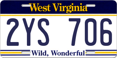 WV license plate 2YS706