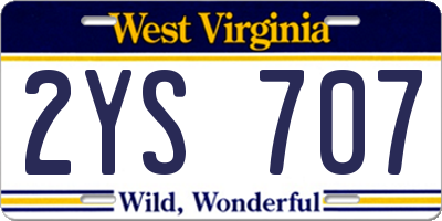 WV license plate 2YS707