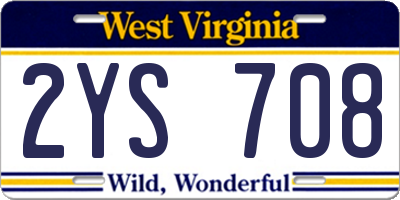 WV license plate 2YS708