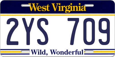 WV license plate 2YS709