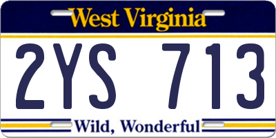 WV license plate 2YS713