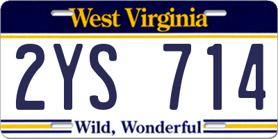 WV license plate 2YS714