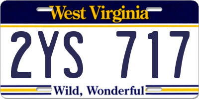 WV license plate 2YS717
