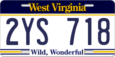 WV license plate 2YS718
