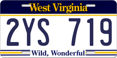 WV license plate 2YS719