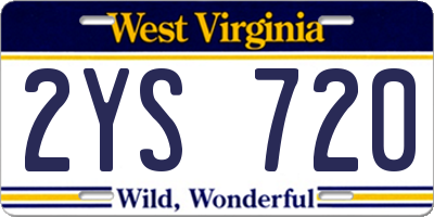 WV license plate 2YS720
