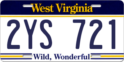 WV license plate 2YS721
