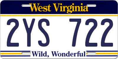 WV license plate 2YS722