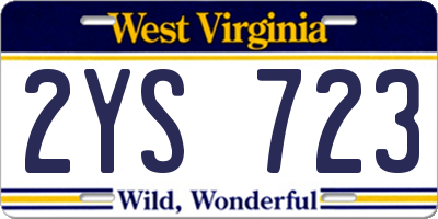WV license plate 2YS723