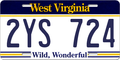 WV license plate 2YS724