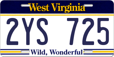 WV license plate 2YS725