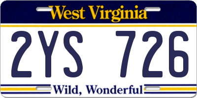 WV license plate 2YS726