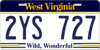 WV license plate 2YS727